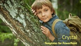  Presentation with ecotourism - PPT theme enhanced with ecotourism-a-happy-boy background and a tawny brown colored foreground