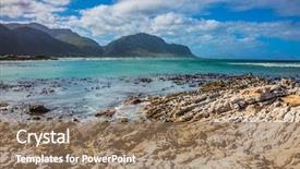 Presentation with space colony - PPT theme having ecotourism boulders penguin colony background and a coral colored foreground
