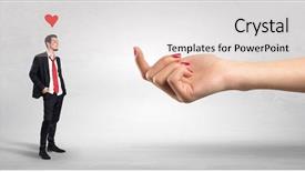  Presentation with love between man and woman - Beautiful slide deck featuring ecstasy - big naked hand baiting man backdrop and a lemonade colored foreground