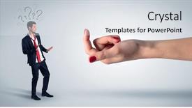  Presentation with question - Presentation design consisting of ecstasy - businessman in an affair background and a sky blue colored foreground