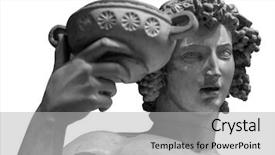  Presentation with wind energy close up portrait - PPT theme with ecstasy - dionysus bacchus wine statue portrait background and a light gray colored foreground