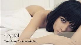  Presentation with mens fashion portrait - Presentation design featuring asian man s fist raised background and a light blue colored foreground