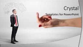  Presentation with doodle - Presentation design with ecstasy - kissed businessman with baiting hand background and a  colored foreground