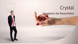  Presentation with doodle - Audience pleasing PPT theme consisting of ecstasy - kissed businessman with baiting hand backdrop and a  colored foreground