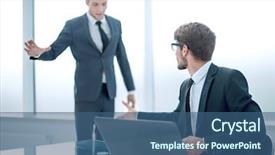  Presentation with shaking hands - Slide deck enhanced with ecstasy - youhg business people shaking hands background and a ocean colored foreground