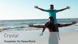  Presentation with childhood - Presentation theme having ecstatic-african-american-father-carrying background and a light gray colored foreground