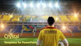  Presentation with football stadium - Presentation design consisting of ecuador football player holding ball background and a tawny brown colored foreground