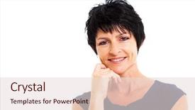  Presentation with aged - Beautiful slide deck featuring edad media - beautiful middle aged woman closeup backdrop and a lemonade colored foreground