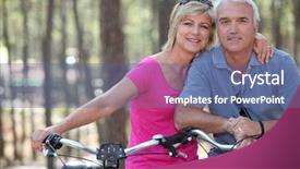  Presentation with biking - Theme consisting of edad media - couple biking background and a ocean colored foreground