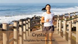 Presentation with fit and cute - Colorful slide deck enhanced with edad media - fit mid age woman jogging backdrop and a coral colored foreground