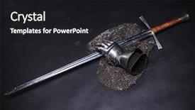  Presentation with mail - Colorful PPT theme enhanced with edad media - medieval chain mail iron gauntlet backdrop and a black colored foreground