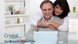  Presentation with middle schools - Presentation design with edad media - middle age couple looking background and a sky blue colored foreground