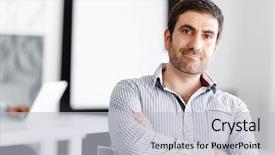  Presentation with rock minerals portrait - Theme featuring edad media - portrait of businessman background and a light gray colored foreground