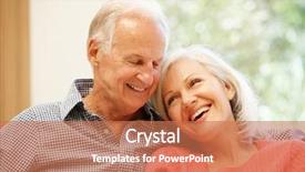  Presentation with at home senior care - Slide set enhanced with edad media - senior man and daughter background and a coral colored foreground