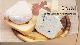  Presentation with cheese plate parmesan cheddar gouda - PPT theme with edam parmesan and brie cheese background and a  colored foreground