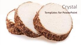  Presentation with tuber crops - Presentation design having eddoe-or-taro-tuber-slices background and a cream colored foreground