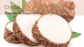  Presentation with background - PPT theme consisting of eddoe-or-taro-tubers background and a coral colored foreground