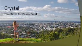  Presentation with new zealand silver fern black - Slides with the view of auckland background and a light blue colored foreground