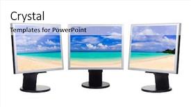  Presentation with my panorama on computer screen - Colorful slide set enhanced with edge computing - panorama of beach my photo backdrop and a  colored foreground