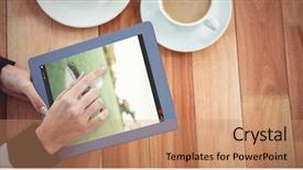  Presentation with tablet - Amazing slides having edge computing - view of lecture app backdrop and a coral colored foreground