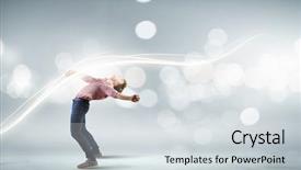  Presentation with acting - Beautiful PPT theme featuring edge computing - young man in casual acting backdrop and a  colored foreground