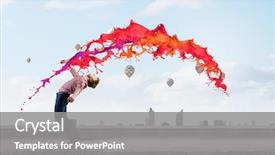  Presentation with flying angels - PPT theme enhanced with edge computing - young man in casual evading background and a gray colored foreground