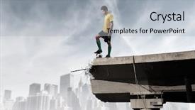  Presentation with broken bridge - Presentation theme enhanced with edge of a broken bridge background and a light gray colored foreground