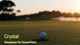  Presentation with golf course - Colorful PPT layouts enhanced with golf ball on edge of course hole representing achivement and success business concept beautiful sunset in background backdrop and a tawny brown colored foreground