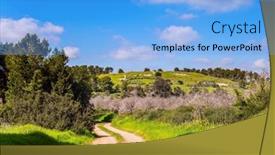  Presentation with almond - Theme featuring edge-of-large-blooming-almond background and a light blue colored foreground