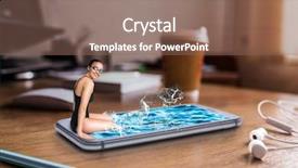  Presentation with water woman swimming underwater - Beautiful slide deck featuring edge of screen with water backdrop and a  colored foreground