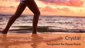  Presentation with running water engineering - PPT theme with edge of water girl training background and a red colored foreground