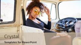  Presentation with vehicle - PPT layouts having edgy-african-american-model-posing background and a soft green colored foreground