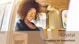  Presentation with african american mothers - PPT layouts featuring edgy-african-american-model-posing background and a coral colored foreground