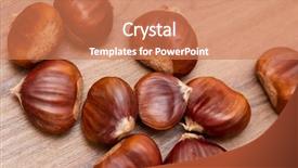  Presentation with edible food packaging - Theme having edible chestnut on the table background and a coral colored foreground