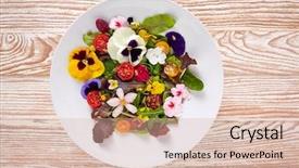  Presentation with edible oil - Beautiful PPT theme featuring edible flowers salad backdrop and a lemonade colored foreground