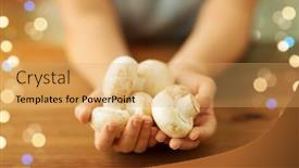  Presentation with culinary - Colorful presentation design enhanced with edible-mushrooms-food-and-culinary backdrop and a yellow colored foreground