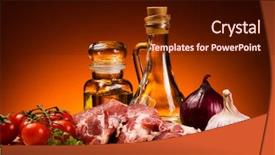  Presentation with edible oil - Beautiful PPT layouts featuring edible oil - fresh raw pork on white backdrop and a wine colored foreground