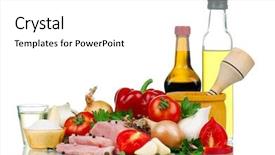  Presentation with edible oil - Amazing theme having edible oil - fresh vegetables and meat backdrop and a white colored foreground