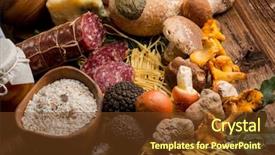  Presentation with italian food desserts - Slide deck having edible oil - mixed italian luxury food background and a tawny brown colored foreground