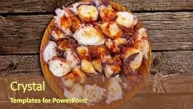  Presentation with edible oil - Presentation design with edible oil - pulpo a la gallega octopus background and a tawny brown colored foreground