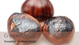  Presentation with food white - PPT layouts having edible-sweet-chestnuts-with-roasted and a coral colored foreground