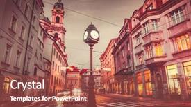  Presentation with czech republic - Presentation theme featuring edifice - czech republic prague square background and a red colored foreground