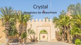  Presentation with defensive tactics army - Colorful presentation design enhanced with edifice - old gate in defensive walls backdrop and a  colored foreground