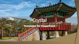  Presentation with korea - Beautiful PPT layouts featuring edifice - pavillion in korean style backdrop and a tawny brown colored foreground