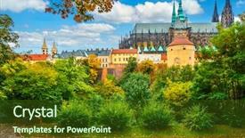  Presentation with autumn view autumn nature - Slide deck having edifice - prague autumn landscape view background and a tawny brown colored foreground
