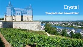  Presentation with river valley - Audience pleasing PPT layouts consisting of edifice - saumur castle and loire river backdrop and a teal colored foreground
