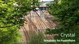  Presentation with train railway - Audience pleasing PPT theme consisting of edinburgh-city-historic-train-station backdrop and a tawny brown colored foreground