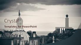  Presentation with united kingdom - Beautiful PPT theme featuring edinburgh-city-rooftop-view backdrop and a lemonade colored foreground