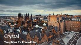  Presentation with united kingdom - Slide set with edinburgh city rooftop view background and a  colored foreground
