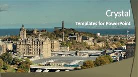  Presentation with united kingdom - PPT theme with edinburgh city rooftop view background and a gray colored foreground